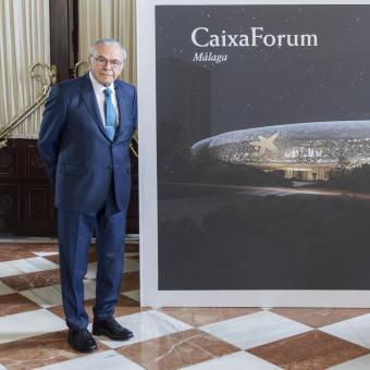 El presidente de la Fundación "la Caixa", Isidro Fainé, y el alcalde Málaga, Francisco de la Torre, en la presentación del futuro CaixaForum Málaga