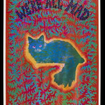 "Gato de Cheshire", cartel psicodélico de Joseph McHugh, publicado por East Totem West, EUA, 1967. Adquirido a través del Julie and Robert Breckman Print Fund.