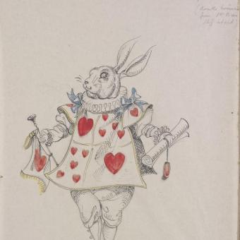 Vestuari dissenyat per Gladys Calthrop per al Conill Blanc a l'Acte I, escena del judici, d'Alice in Wonderland, 1943. V&A: S.602-2012. Donació de Gladys Calthrop.
