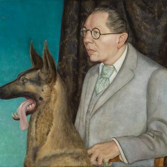 Otto Dix, Hugo Erfurth con perro, 1926.