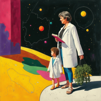 Gráfica del Día Internacional de la Mujer y la Niña en la Ciencia en los centros CaixaForum y CosmoCaixa.
