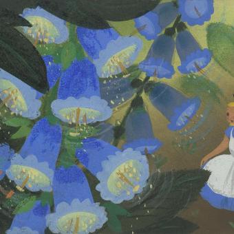 Dibujo conceptual de Mary Blair para la adaptación de Walt Disney de Alicia en el país de las maravillas, 1951.