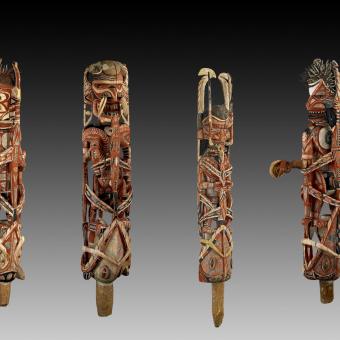 Figuras malangan de canoa de Nueva Irlanda, Papúa Nueva Guinea. 1800-1900. Madera.