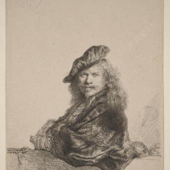 Rembrandt, Autorretrato apoyado sobre un pretil, 1639.