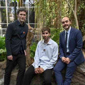 De izquierda a derecha: David Chaparro, Mario Bielsa y David Izquierdo, becarios de la Fundación ”la Caixa”.