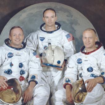 © NASA. Tripulació de la missió Apollo 11: Neil Armstrong, Edwin Aldrin i Michael Collins.