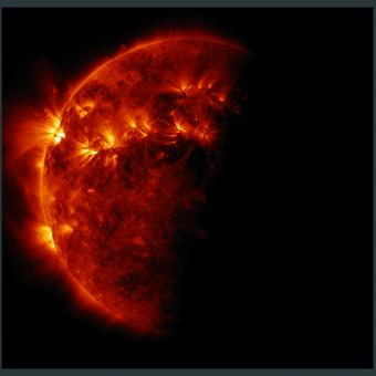 Eclipse de Sol causado por la Tierra. Fotografía en ultraviolado. Solar Dynamics Observatory, 2 de abril de 2011. © NASA SDO/NASA GSFC/Michael Benson, Kinetikon Pictures.