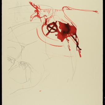 Joseph Beuys, Spur I (Huella I), 1974. Litografía sobre papel 72 x 52 cm. Bilboko Arte Ederren Museoa-Museo de Bellas Artes de Bilbao © Joseph Beuys, VEGAP, Mallorca, 2021.