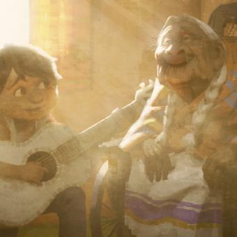 Daisuke, Dice, Tsutsumi. Miguel i Mamà Coco. Coco, 2017. Pintura digital.  © Pixar.