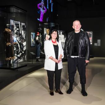 At CaixaForum Madrid, Elisa Durán, Deputy General Director of ”la Caixa” Foundation, and Jean Paul Gaultier, fashion designer and artistic director of the show, presented the exhibition Film and Fashion by Jean Paul Gaultier.