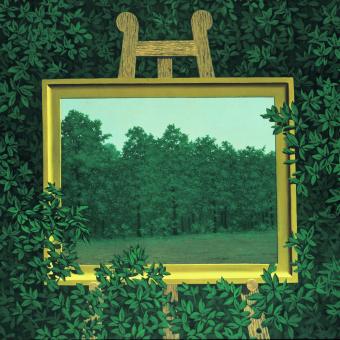René Magritte, La cascada, 1961. Óleo sobre lienzo, 81 x 100 cm. Colección Familia Esther Grether. Cortesía Ludion Publishers © René Magritte, VEGAP, Barcelona, 2022.