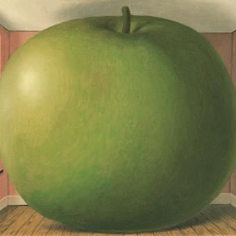René Magritte, La habitación de escucha, 1958. Óleo sobre lienzo, 38 x 46 cm. Kunsthaus Zürich, donación de Walter Haefner, 1995, 1995/0010. Cortesía de Ludion Publishers © René Magritte, VEGAP, Barcelona, 2022.