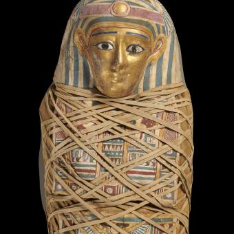 Mummy of a young man (detail). Late Ptolemaic – early Roman periods, about 100 BC – AD 100. Probably Hawara, Fayum, Egypt. © Trustees of the British Museum.