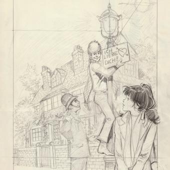 Purita Campos. Patty’s World / Esther y su Mundo. Cover sketch, Editorial Bruguera 1983. Paco Baena’s Archive. (Museu del Còmic de Sant Cugat).