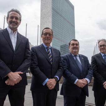 From left to right: Andrés Conde, CEO of the NGO Save the Children Spain, Antonio Vila Bertrán, Chief Executive Officer of ”la Caixa” Foundation, Ernesto Gasco, the Spanish Government’s High Commissioner for the Fight against Child Poverty, and Marc Simón, Assistant Chief Executive Officer of ”la Caixa” Foundation.