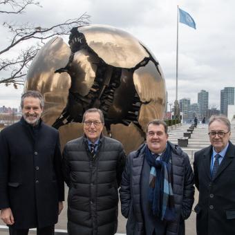 From left to right: Andrés Conde, CEO of the NGO Save the Children Spain, Antonio Vila Bertrán, Chief Executive Officer of ”la Caixa” Foundation, Ernesto Gasco, the Spanish Government’s High Commissioner for the Fight against Child Poverty, and Marc Simón, Assistant Chief Executive Officer of ”la Caixa” Foundation.