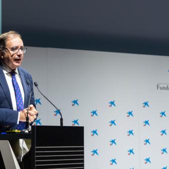 El secretario general de Instituciones Penitenciarias, Ángel Luis Ortiz, durante la jornada del programa Reincorpora celebrada en CaixaForum Madrid.