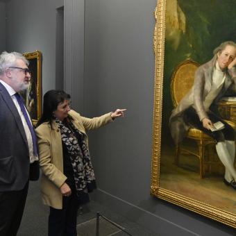 Miguel Falomir, director del Museo Nacional del Prado, y  Elisa Durán, directora general adjunta de la Fundación ”la Caixa”, visitando la nueva exposición.