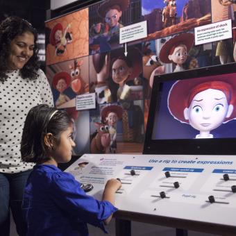 Visitors use rig controls on Jessie’s face to create expressions.