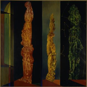 Max Ernst, Les trois cyprès [Los tres cipreses], 1951. Centre Pompidou, Paris Musée national d’art moderne – Centre de Création Industrielle © Centre Pompidou, MNAM-CCI/Jacques Faujour/Dist. RMN-GP © Max Ernst, VEGAP, Barcelona, 2023.