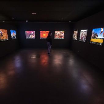 Aspect of the room dedicated to the color red in the exhibition  Colors of the world  at the CosmoCaixa Science Museum.