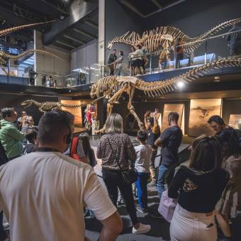 Un momento de la visita comentada en la exposición Dinosaurios de la Patagonia.