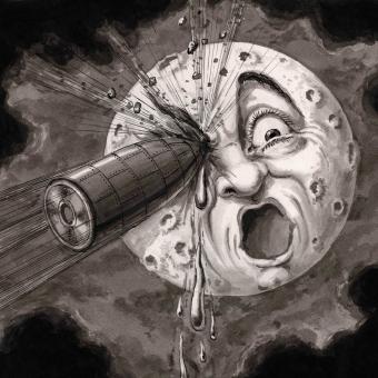Georges Méliès. «¡¡De lleno en el ojo!! (9º cuadro)», recomposición de una escena de la película Voyage dans la Lune [Viaje a la Luna, 1902] c. 1930. La Cinémathèque française. 