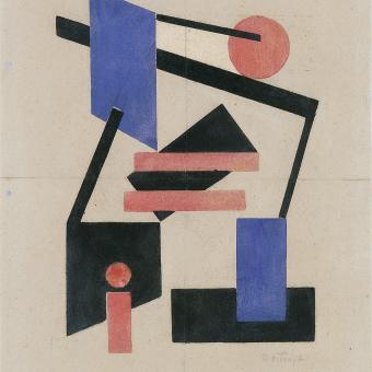 Sándor Bortnyik, Composición II, rosa y azul, c. 1921.