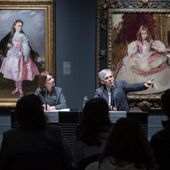 Margarita Pérez-Villegas, directora de CaixaForum Palma i Javier Barón, comissari de l'exposición i cap de Conservació de Pintura del Segle XIX del Museo Nacional del Prado.