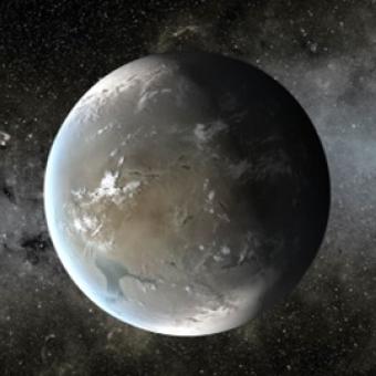 Concepción artística que representa a Kepler-62f, un planeta del tamaño de una súper Tierra en la zona habitable de su estrella.