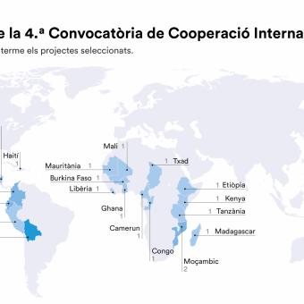 Infografia dels països dels projectes seleccionats a la 4a Convocatòria de Cooperació Internacional 2024.