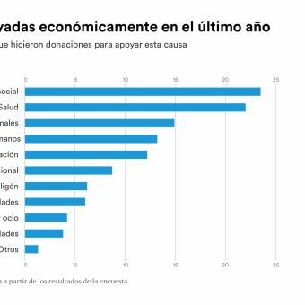Las causas que más apoyo financiero han recibido en el último año han sido: acción social, salud, medio ambiente y animales, derechos humanos e investigación.