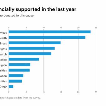 The causes that have received the most financial support in the last year have been: social action, health, environment and animals, human rights, and research.