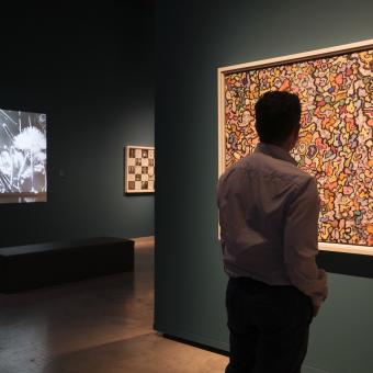 Un visitante frente a uno de los cuadros de la exposición «Arte y naturaleza. Un siglo de biomorfismo».
