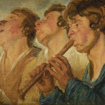 Jacques Jordaens, «Tres músicos ambulantes», 1645-50. Óleo sobre tabla.