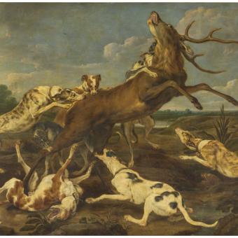 Paul de Vos, «Ciervo acosado por una jauría de perros», 1637-40. Óleo sobre lienzo. 
