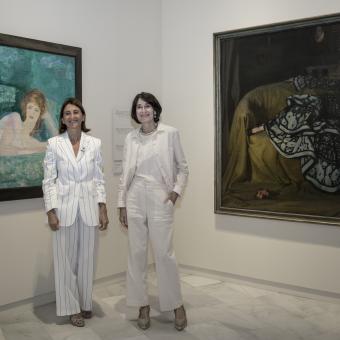 La directora de CaixaForum Palma, Margarita Pérez-Villegas, y la comisaria y directora de la Fundación Zuloaga, Margarita Ruyra de Andrade.