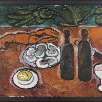 Natalia Goncharova, «Nature morte au homard» [Naturaleza muerta con bogavante], 1909-1910. Centre Pompidou, París. Musée national d’art moderne / Centre de création industrielle AM 81-65-857.