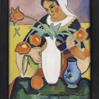 August Macke, «Lautenspielerin» [Mujer tocando el laúd], 1910. Centre Pompidou, París. Musée national d’art moderne / Centre de création industrielle AM 4348 P. 