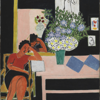 Henri Matisse, «Liseuse sur fond noir» [Mujer leyendo sobre fondo negro], agosto de 1939. Centre Pompidou, Paris. Musée national d’art moderne / Centre de création industrielle AM 2589 P. 