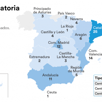 Número de centros educativos seleccionados por comunidad autónoma. 