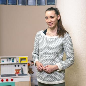 Ainhoa, mother of Naim, Nian and Asier and user of the CaixaProinfancia programme of the ”la Caixa” Foundation.