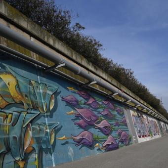 Un dels murals del BesArt. The River Museum a Santa Coloma de Gramenet.
