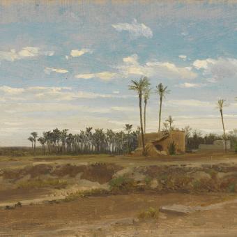 Carlos de Haes, «Un bosque de palmeras (Elche), c.1826-1898. Óleo sobre papel pegado en cartón.