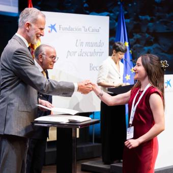His Majesty the King of Spain during the presentation ceremony of the ”la Caixa” Foundation Postgraduate Fellowships.