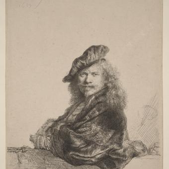Rembrandt, Autoretrat reclinant-se en un ampit, 1639.
