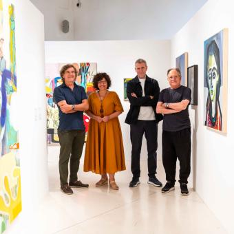 De izquierda a derecha: el artista y médico Javier Forteza; la directora de CaixaForum Madrid, Isabel Fuentes; el comisario y director de Es Baluard, David Barro, y el artista Rafa Forteza.