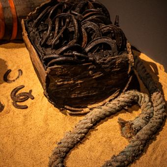 Algunos de los objetos presentes en la exposición «Naufragios. Arqueología sumergida» en CaixaForum Zaragoza. 