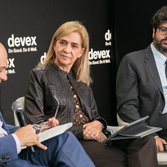 S. A. R. la Infanta Cristina y Antón Leis durante el acto celebrado en el marco de la 81.ª Asamblea General de la ONU