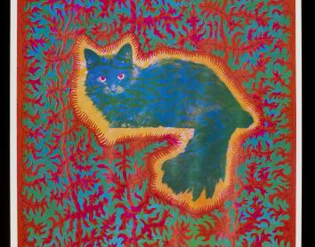 Cheshire cat cartel psicodélico de Joseph McHugh, publicado por East Totem West. Estados Unidos, 1967. Adquirido a través del Julie and Robert Breckman Print Fund.